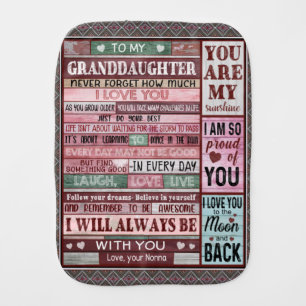 Personalized Letter To My Granddaughter Baby Burp Cloth