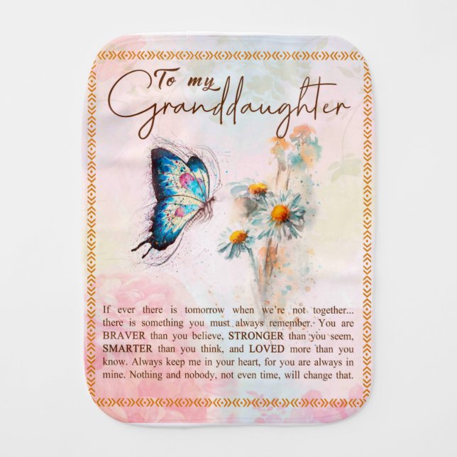 Personalized Letter To My Granddaughter Baby Burp Cloth (Front)