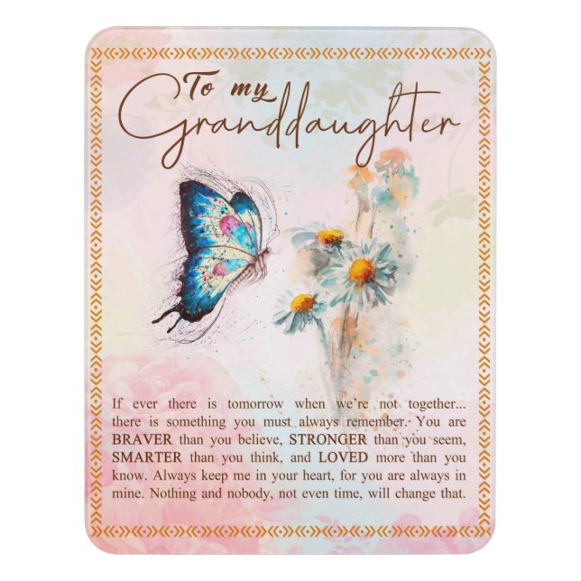 Personalized Letter To My Granddaughter Door Sign (Contemporary Vert)