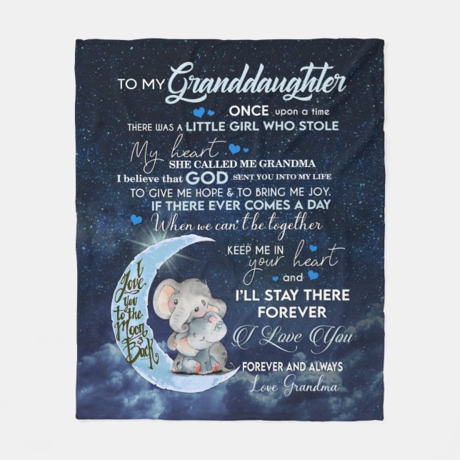 Personalized Letter To My Granddaughter, Elephant Fleece Blanket (Front)