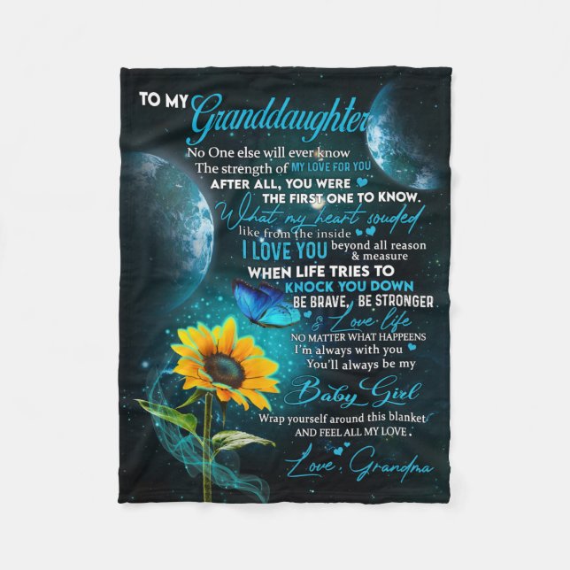 Personalized Letter To My Granddaughter Fleece Blanket (Front)
