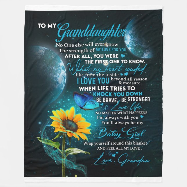 Personalized Letter To My Granddaughter Fleece Blanket (Front)