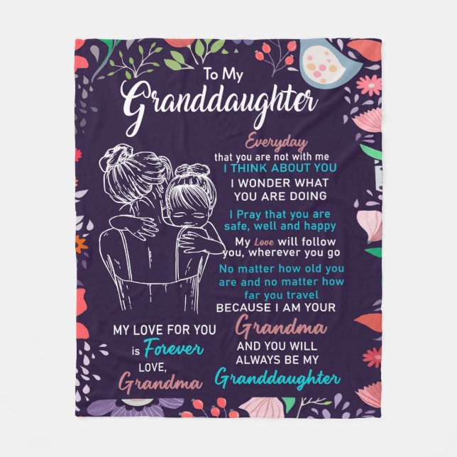 Personalized Letter To My Granddaughter Fleece Blanket (Front)