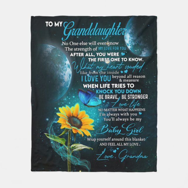 Personalized Letter To My Granddaughter Fleece Blanket (Front)