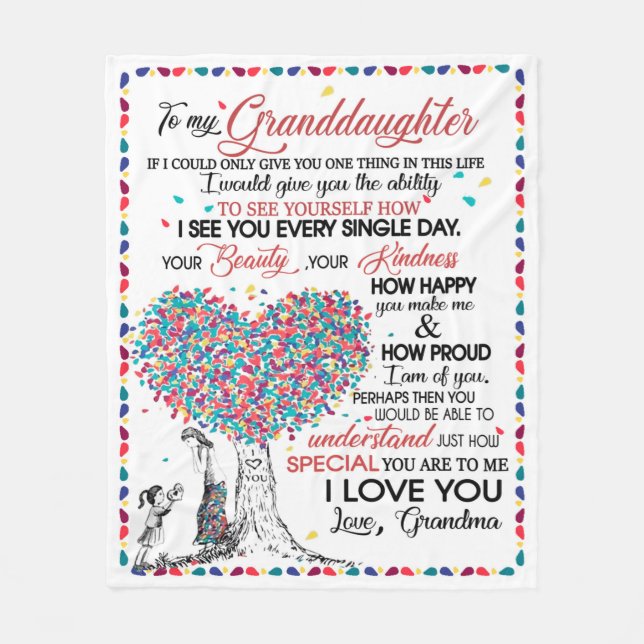 Personalized Letter To My Granddaughter Fleece Blanket (Front)