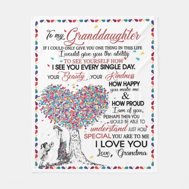 Personalized Letter To My Granddaughter Fleece Blanket (Front)