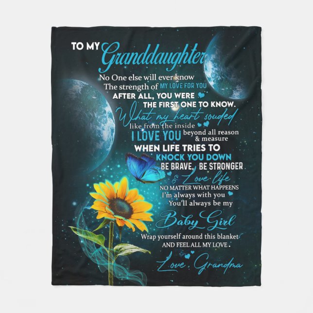 Personalized Letter To My Granddaughter Fleece Blanket (Front)