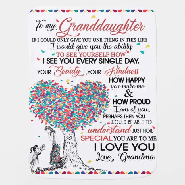 Personalized Letter To My Granddaughter From Gran Baby Blanket (Front)