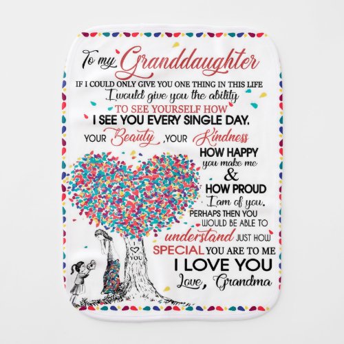 Personalized Letter To My Granddaughter From Gran Baby Burp Cloth
