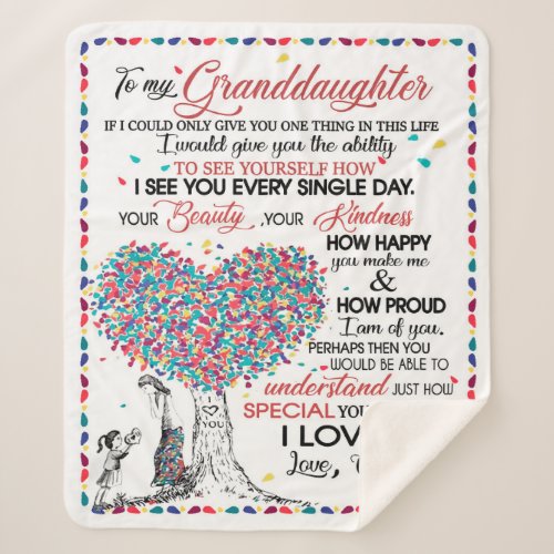 Personalized Letter To My Granddaughter From Gran Sherpa Blanket