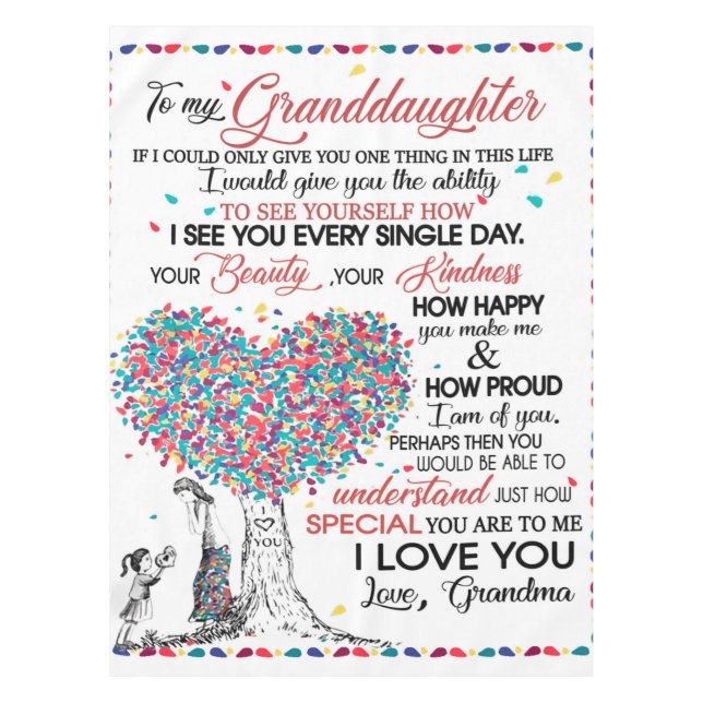 Personalized Letter To My Granddaughter From Gran Tablecloth (Front)