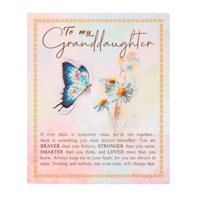 Personalized Letter To My Granddaughter Metal Print (Front)