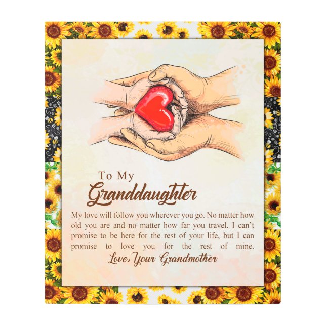 Personalized Letter To My Granddaughter, Metal Print (Front)
