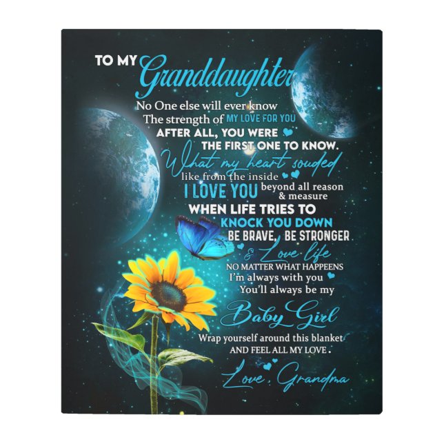 Personalized Letter To My Granddaughter Metal Print (Front)