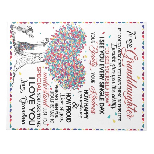 Personalized Letter To My Granddaughter Notepad (Front)
