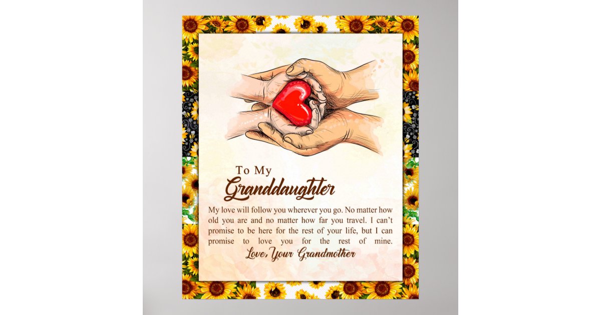 To My Granddaughter Canvas Painting Poster, Letters Quotes Printed