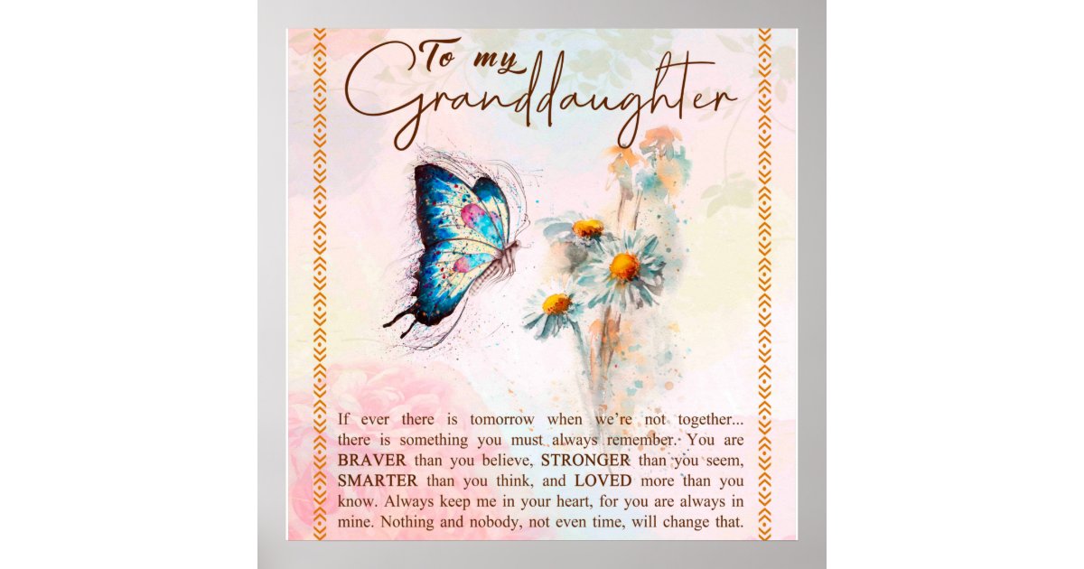 To My Granddaughter Canvas Painting Poster, Letters Quotes Printed