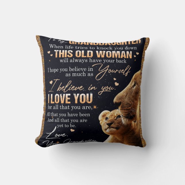 Personalized Letter To My Granddaughter Throw Pillow (Front)