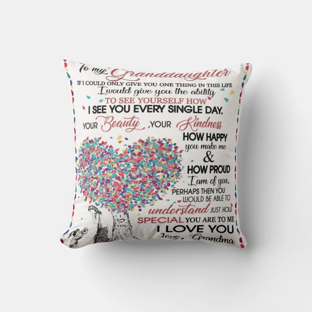 Personalized Letter To My Granddaughter Throw Pillow (Front)