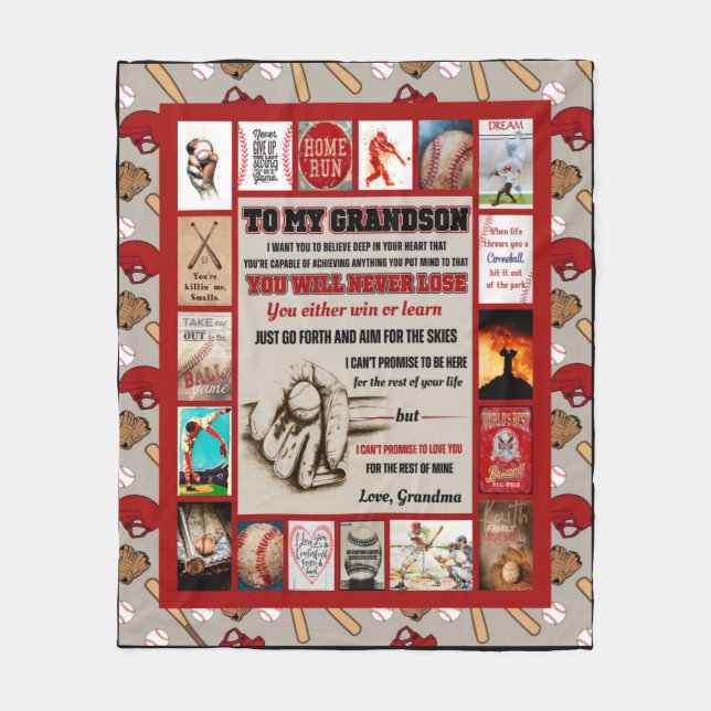 Personalized Letter To My GrandSon Birthday Gift Fleece Blanket (Front)