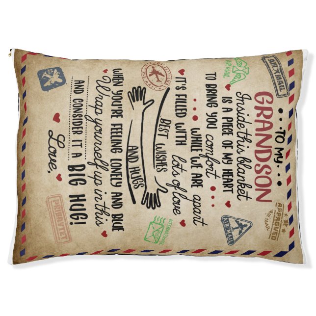 Personalized Letter To My GrandSon, Birthday Gift Pet Bed (Front)