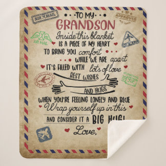 Personalized Letter To My GrandSon, Birthday Gift Sherpa Blanket