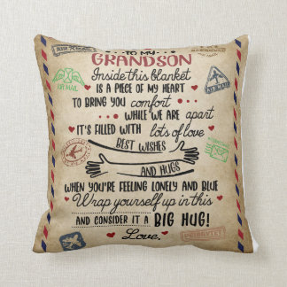 Personalized Letter To My GrandSon, Birthday Gift Throw Pillow