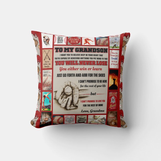 Personalized Letter To My GrandSon Birthday Gift Throw Pillow (Front)