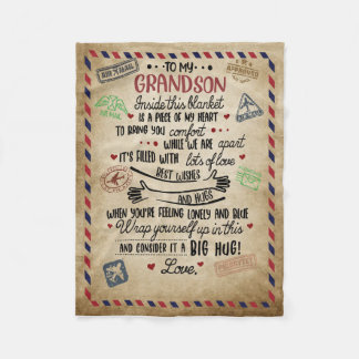 Personalized Letter To My GrandSon Fleece Blanket