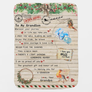 Personalized Letter To My Grandson From Grandpa Baby Blanket