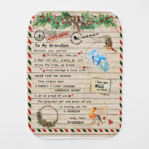 Personalized Letter To My Grandson From Grandpa Baby Burp Cloth