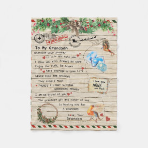 Personalized Letter To My Grandson From Grandpa, Fleece Blanket