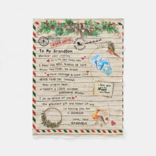 Personalized Letter To My Grandson From Grandpa Fleece Blanket