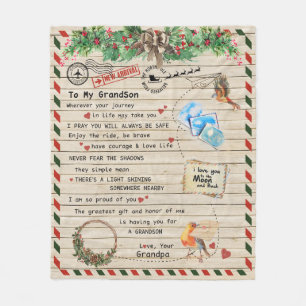 Personalized Letter To My Grandson From Grandpa Fleece Blanket