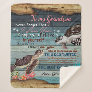 Personalized Letter To My Grandson From Grandpa Sherpa Blanket