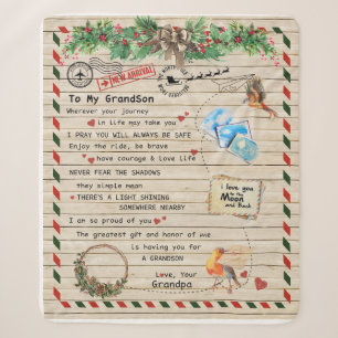Personalized Letter To My Grandson From Grandpa Sherpa Blanket