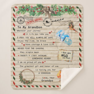 Personalized Letter To My Grandson From Grandpa, Sherpa Blanket