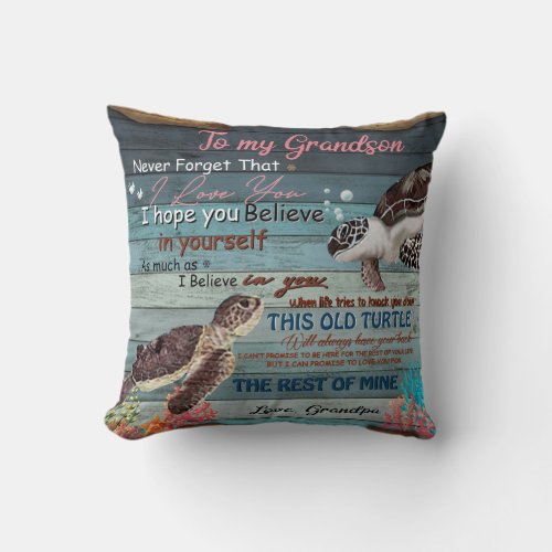 Personalized Letter To My Grandson From Grandpa Throw Pillow