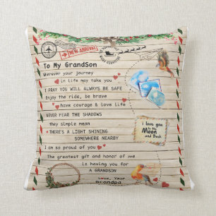 Personalized Letter To My Grandson From Grandpa Throw Pillow