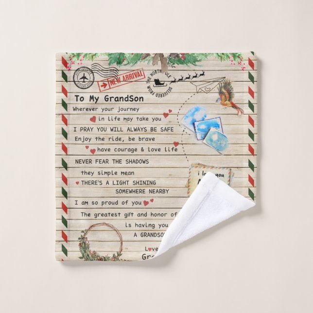 Personalized Letter To My Grandson From Grandpa, Wash Cloth (Wash Cloth)