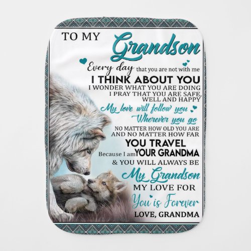 Personalized Letter To My Grandson Love Grandma Baby Burp Cloth