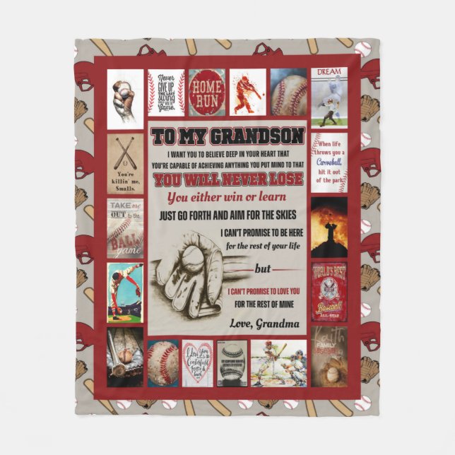 Personalized Letter To My Grandson, Love Grandma Fleece Blanket (Front)