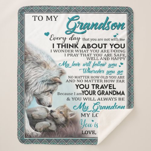 Personalized Letter To My Grandson Love Grandma Sherpa Blanket