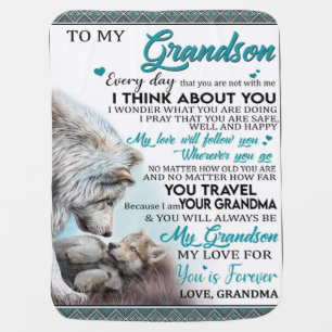 Personalized Letter To My Grandson, Love Grandson Baby Blanket