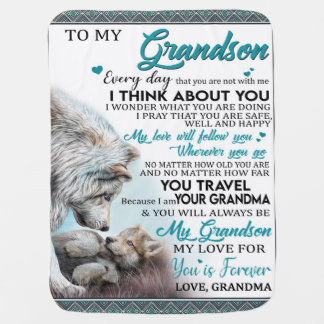 Personalized Letter To My Grandson, Love Grandson Baby Blanket