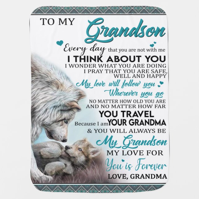 Personalized Letter To My Grandson, Love Grandson Baby Blanket (Front)