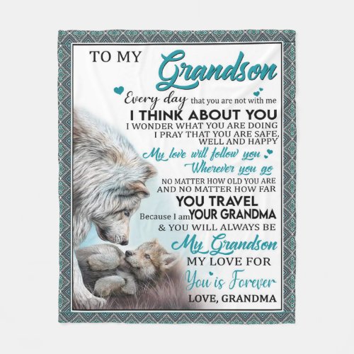 Personalized Letter To My Grandson Love Grandson Fleece Blanket