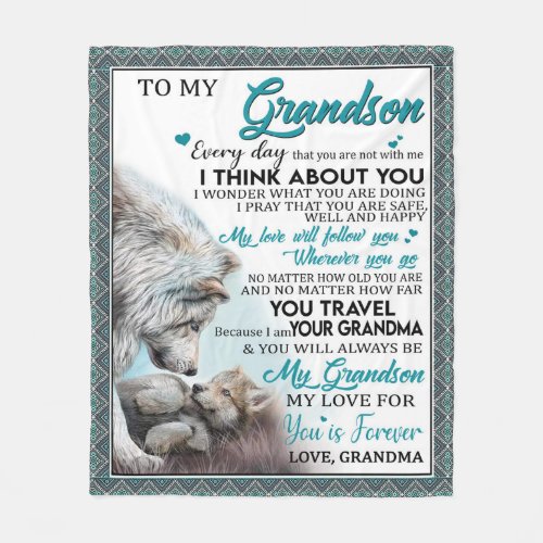 Personalized Letter To My Grandson Love Grandson Fleece Blanket