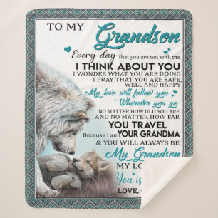 Personalized Letter To My Grandson, Love Grandson Sherpa Blanket