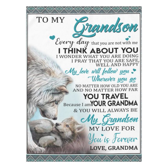 Personalized Letter To My Grandson, Love Grandson Tablecloth (Front)